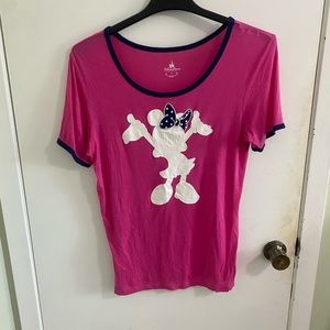 Disney Parks pink Minnie Mouse Pajama Top PJ ladies large